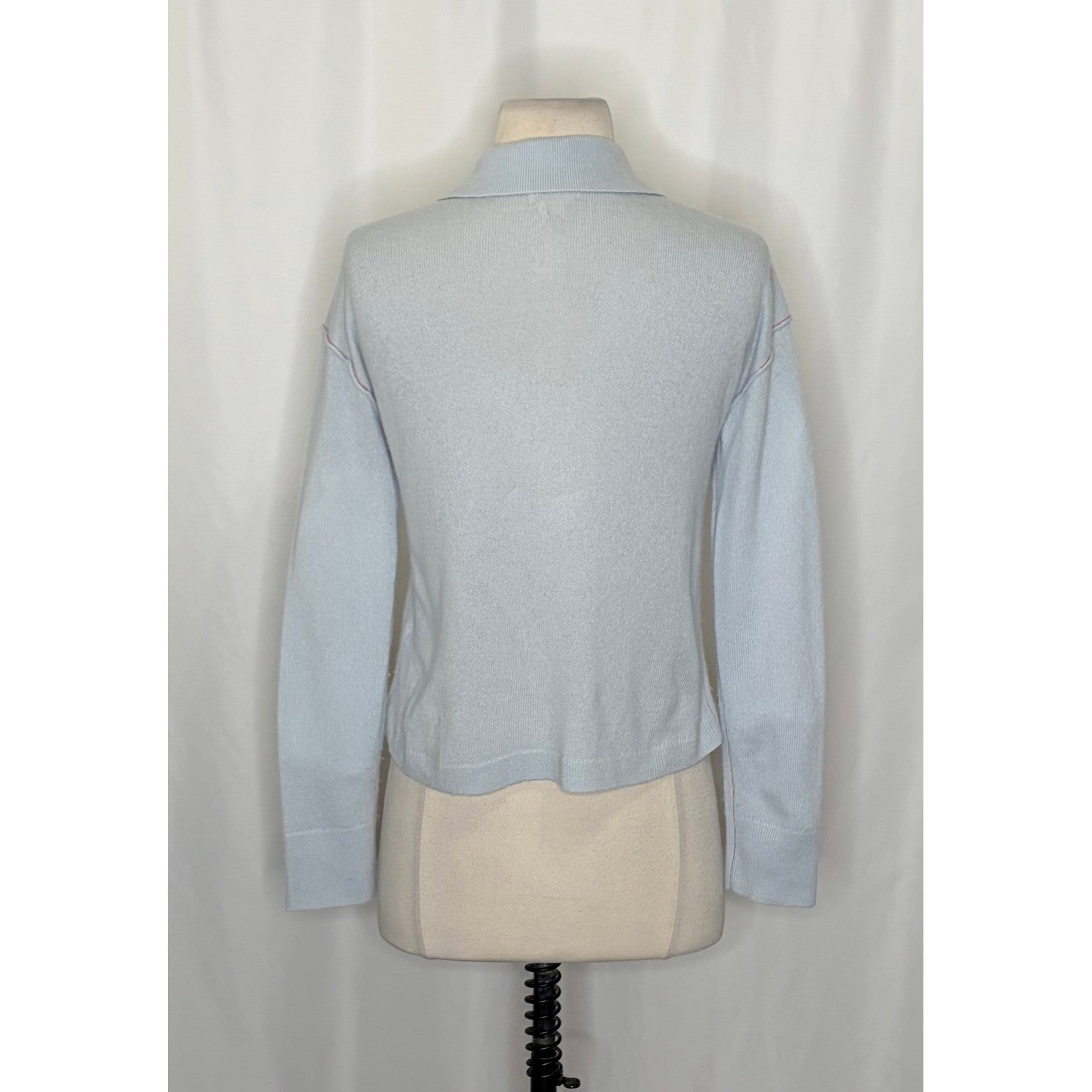 Anthropologie PILCRO The Jensen Cashmere Crop Polo Sweater Soft Sea Dog X-Small