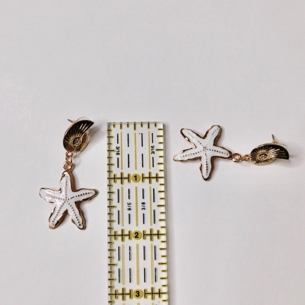 NEW! Seashell Starfish Dangle Drop Fashion Earrings Resortwear Vacation Resort