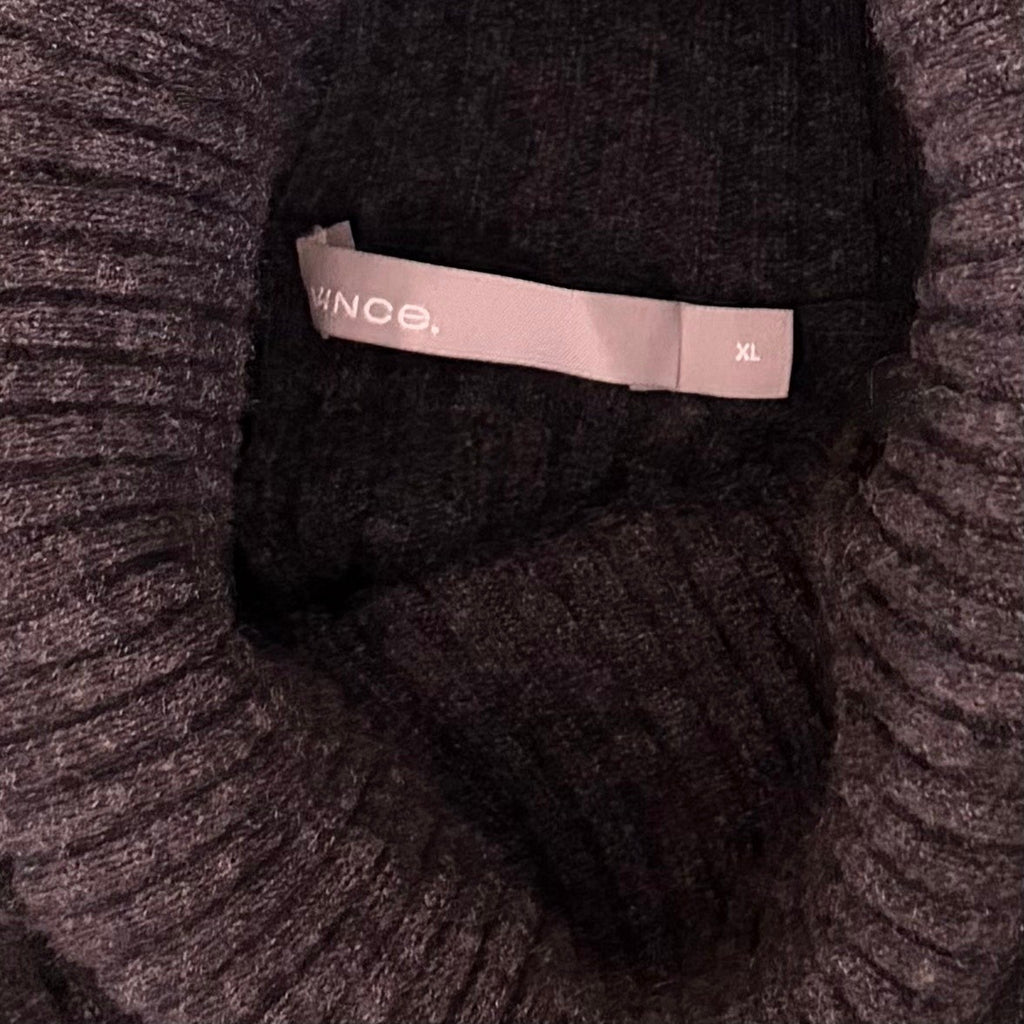 Men's VINCE Cashmere Striped Turtleneck Sweater Gray Ribbed Knitwear X-Large