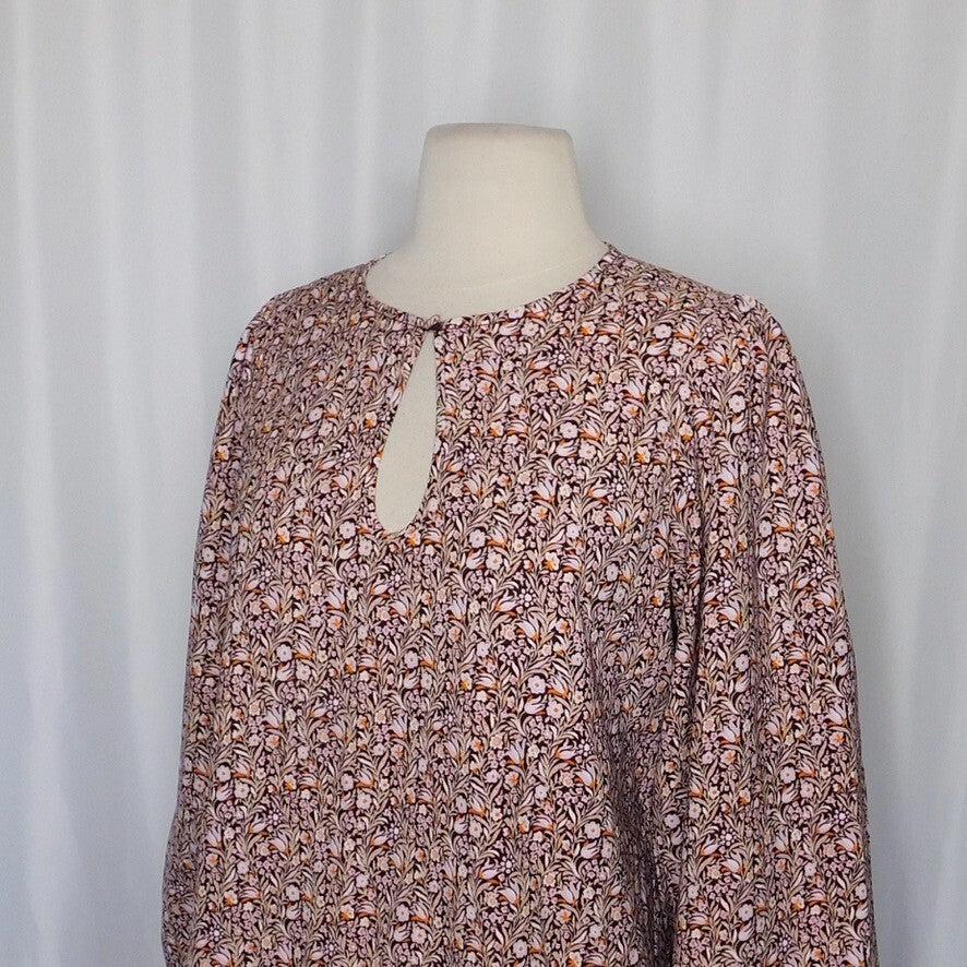 J. CREW Puff Sleeve Top Blouse Floral Flourish Crepe Cottagecore Prairie Small