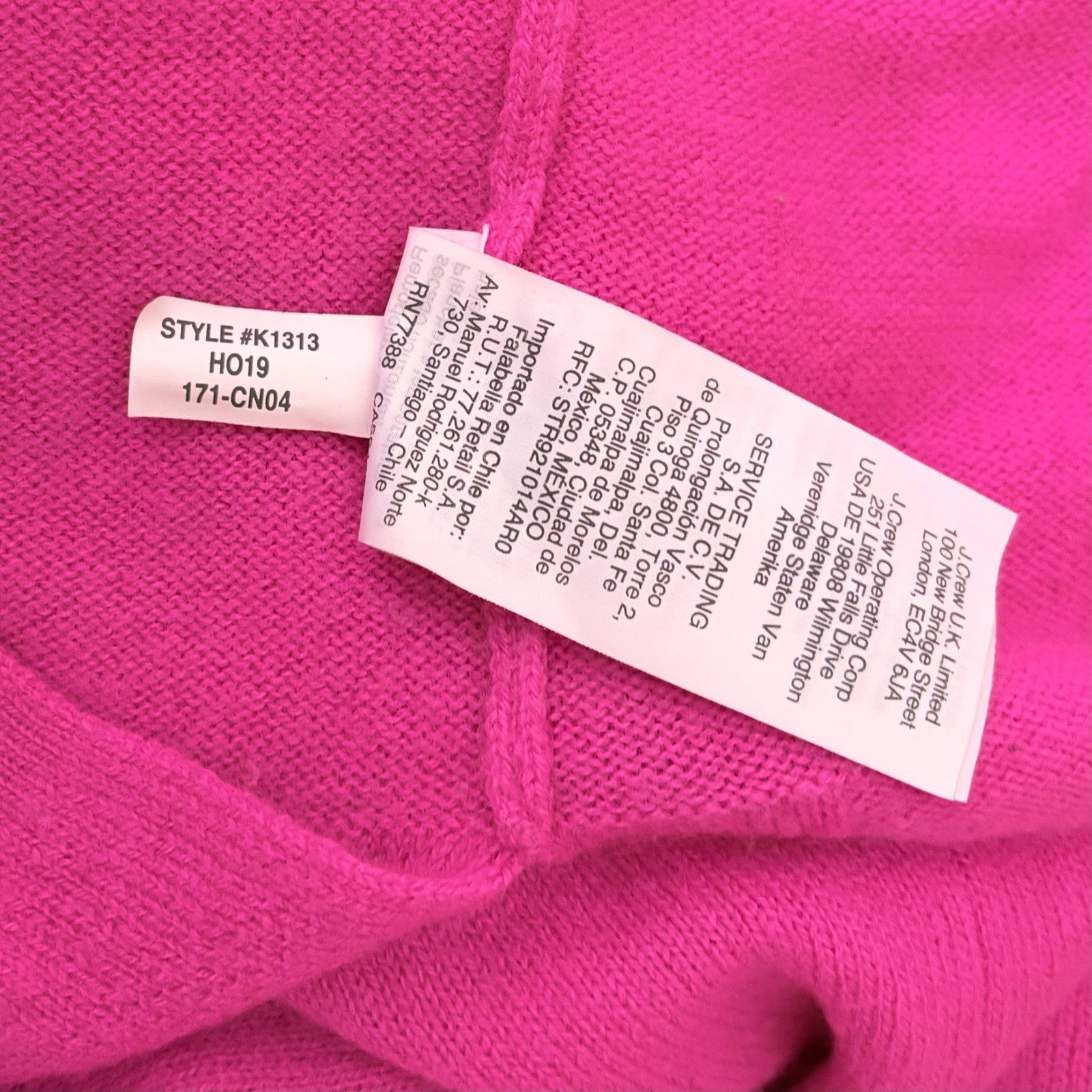 J. CREW Cashmere Slim Fit Crewneck Sweater Solid Neon Fuchsia Pink Knit Small