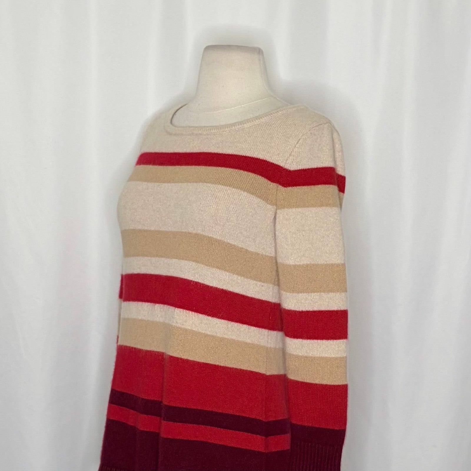 ATHLETA Cashmere Lodge Striped Sweater Pullover Chianti Multi Stripes Small