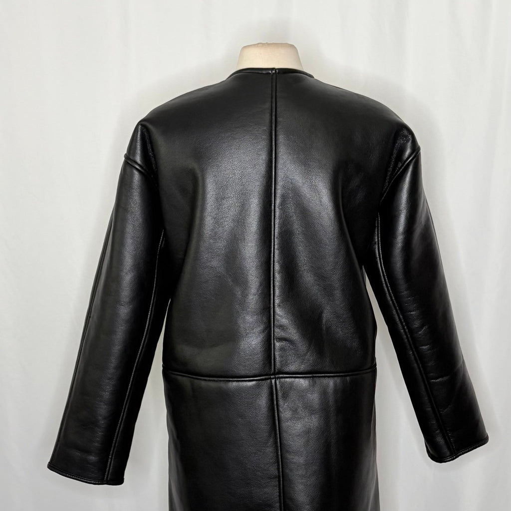NWT!! ZARA ZW Collection Double Faced Coat Jacket Black Fleece Lining Small