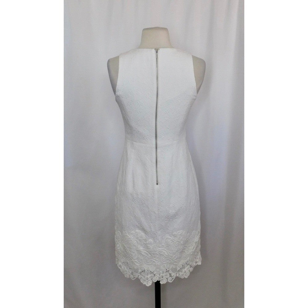REBECCA TAYLOR Matelasse White Jacquard Lace Shift Dress Bridal Wedding Size 2