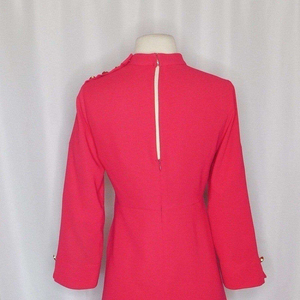 ZARA Mock Neck Mini Dress Gold Buttons Solid Pink Retro Knit Valentine Small