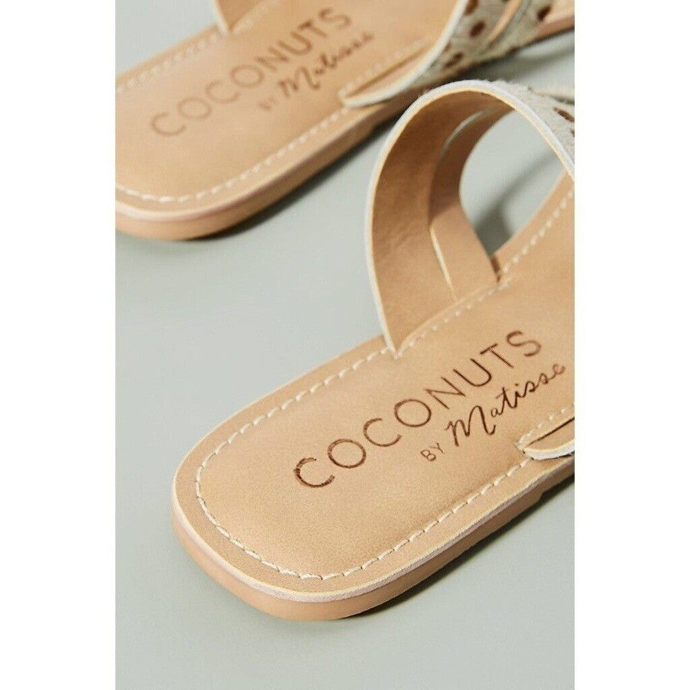 NEW!! Anthropologie COCONUTS by Matisse Dotted Strappy Sandals Calf Hair Flats 7
