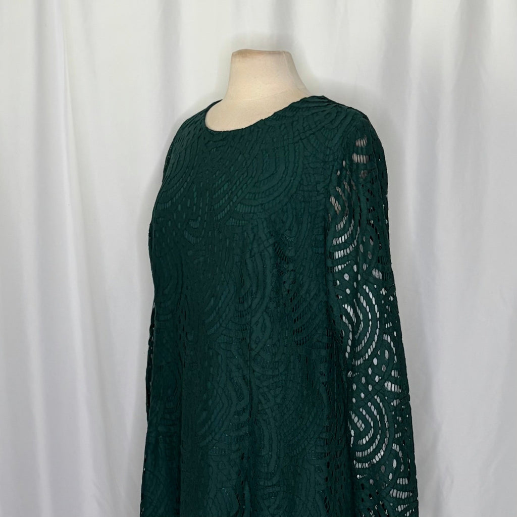BODEN Zeta Emerald Green Lace Shift Dress Preppy Office Coquette Business 16