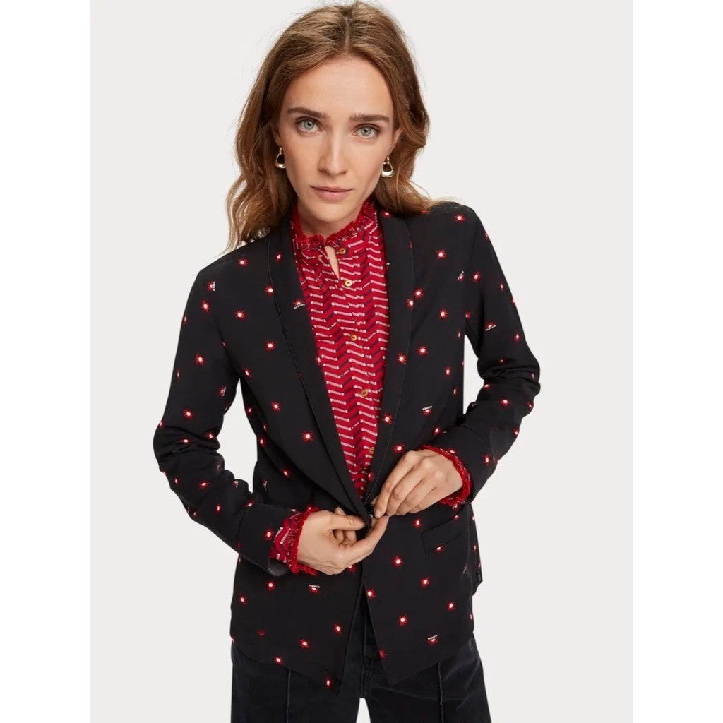 NWT!! SCOTCH & SODA Allover Sun Print Blazer Black Single Button Pockets X-Small