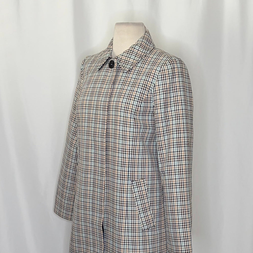 NWT!! TALBOTS Checkered Mac Plaid Coat Jacket Checked Preppy Classic Size 2