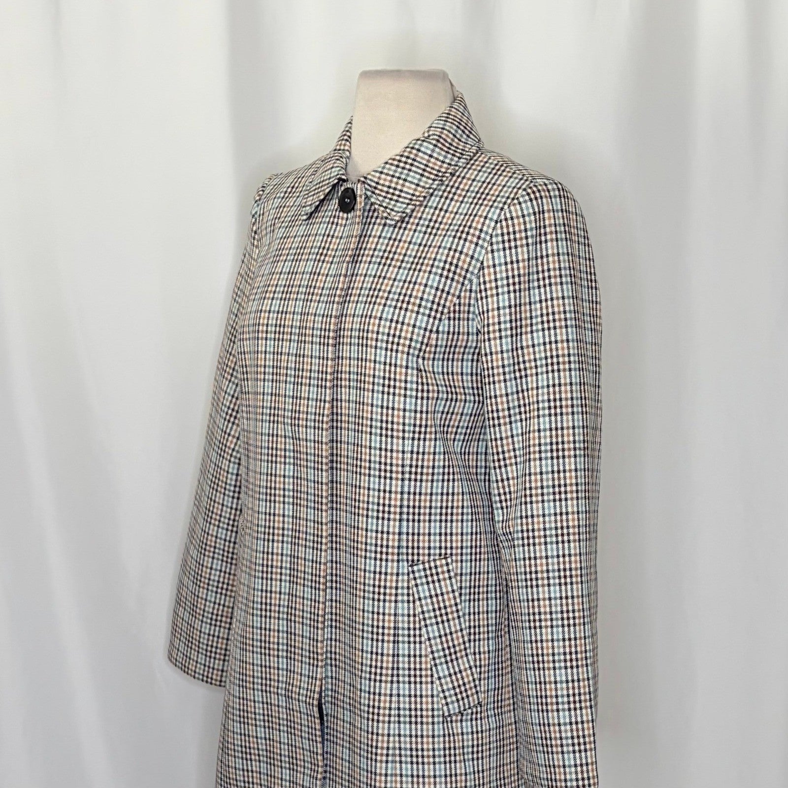 NWT!! TALBOTS Checkered Mac Plaid Coat Jacket Checked Preppy Classic Size 2