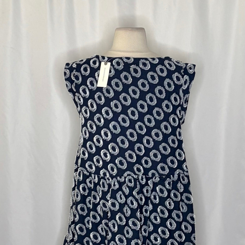 NWT!! Anthropologie MAEVE Lisanne Textured Tunic Tiered Dress Blue White X-Small
