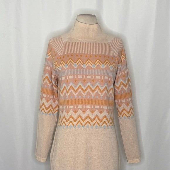 TITLE NINE Barra Tunic Sweater Fair Isle Elderflower Fairisle Mock Neck Medium
