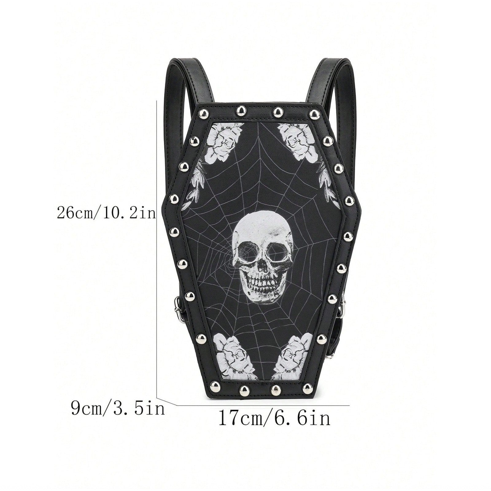 SCARLETON Studded Skull Bag Vegan Leather Punk Rock Rivet Shoulder Bag Gothic