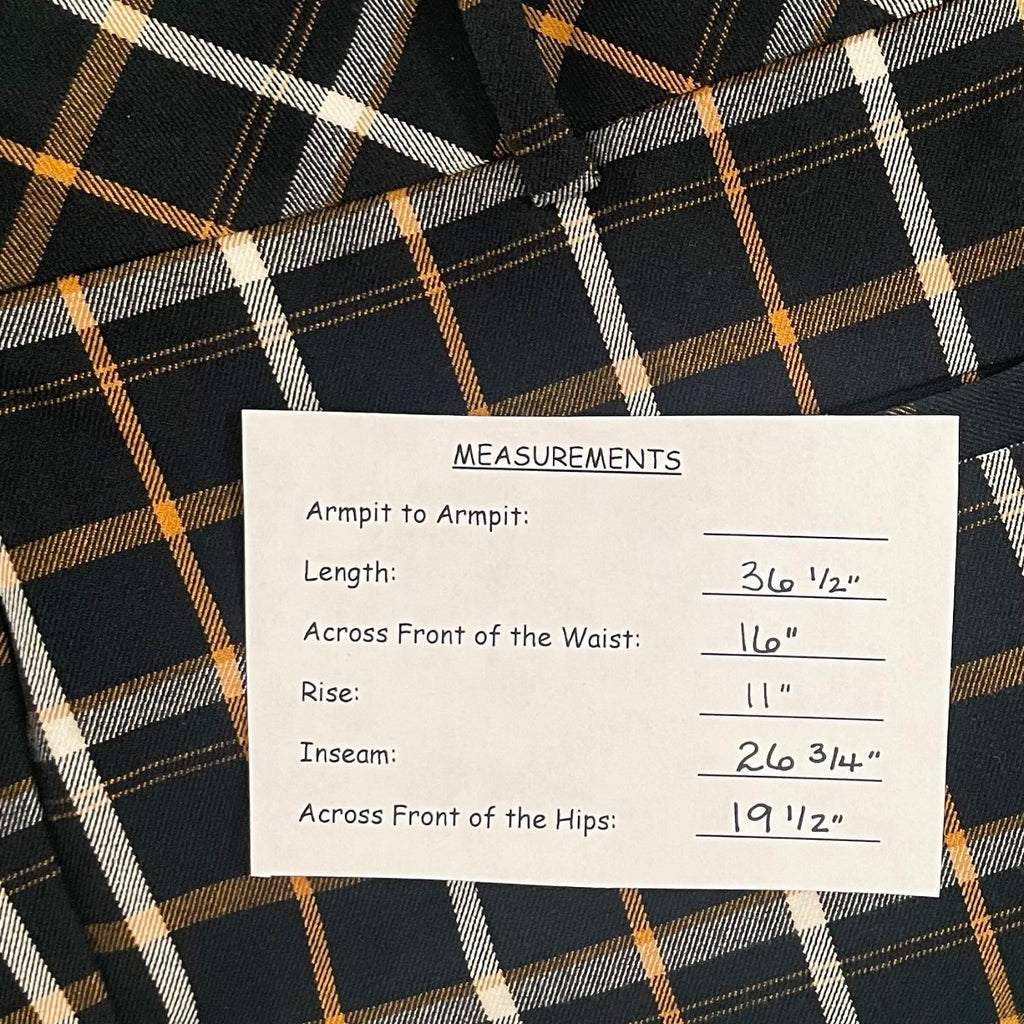 NWT!! ANTHROPOLOGIE The Essential Plaid Pants Black Orange Academia Preppy 10