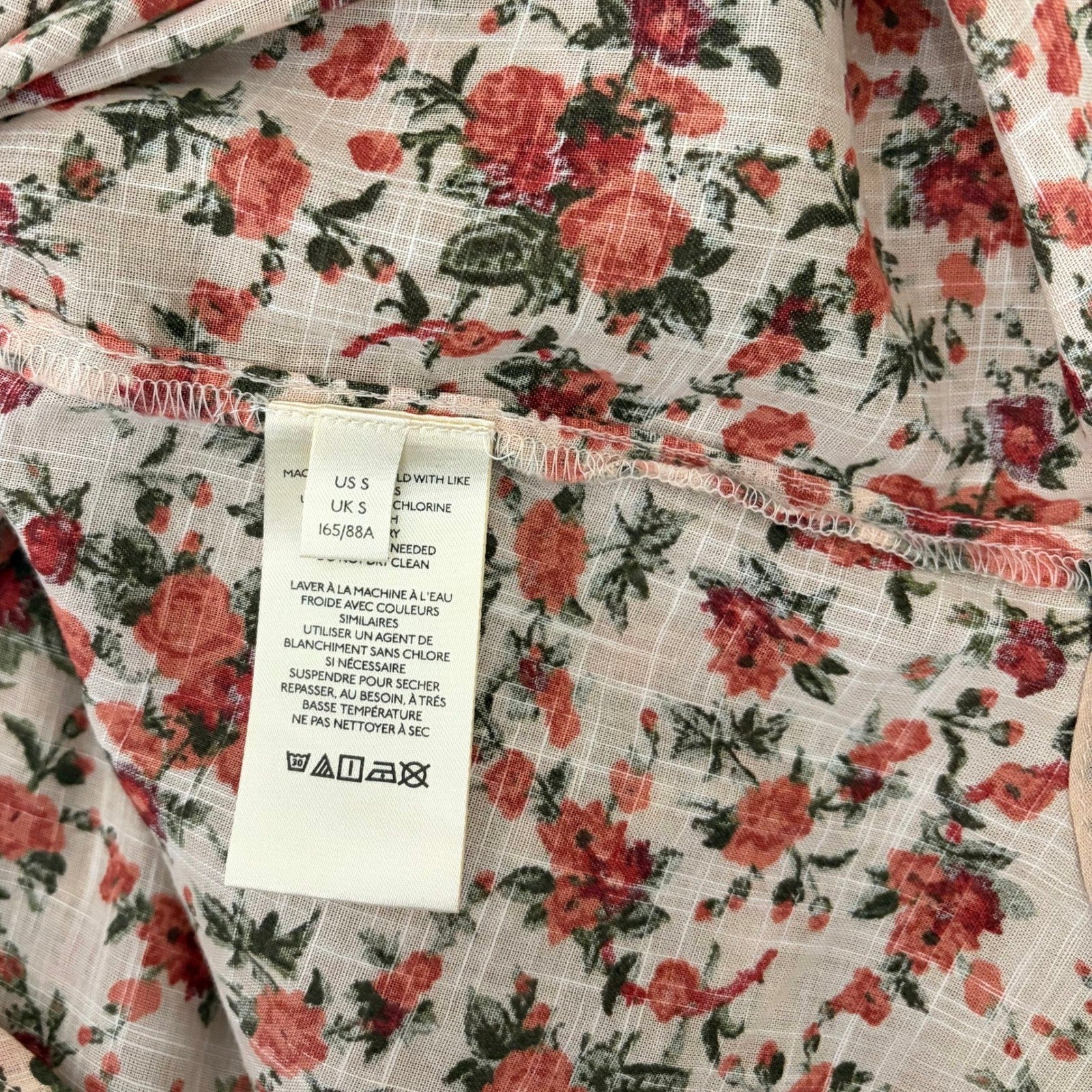 FREE PEOPLE Meant To Be Blouse Floral Vintage Combo Ruffled Smocked Small