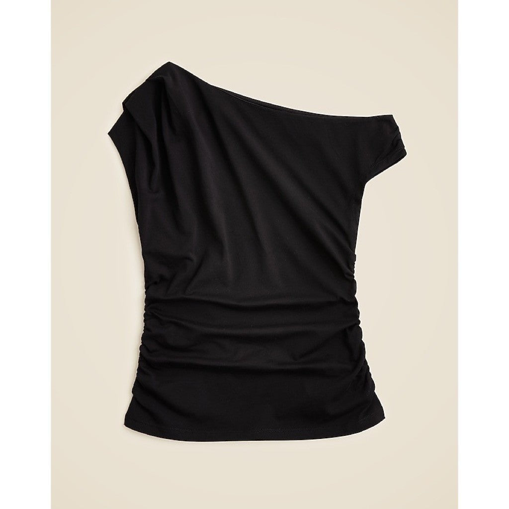 NWT!! J. CREW Stretch Cotton Blend Off the Shoulder Top Solid Black XXS XX-Small