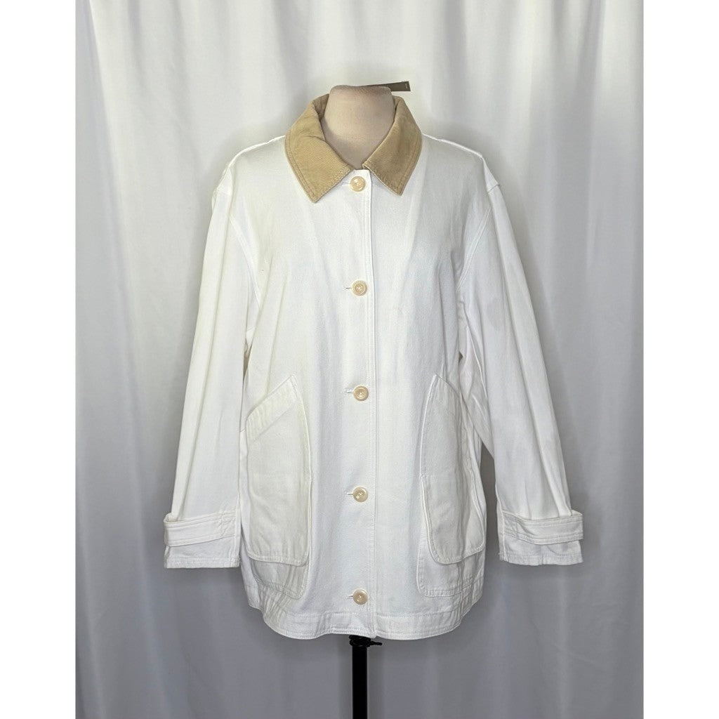NWT!! J. CREW Barn Jacket Canvas Ivory Corduroy Collar Pockets Outdoors X-Large