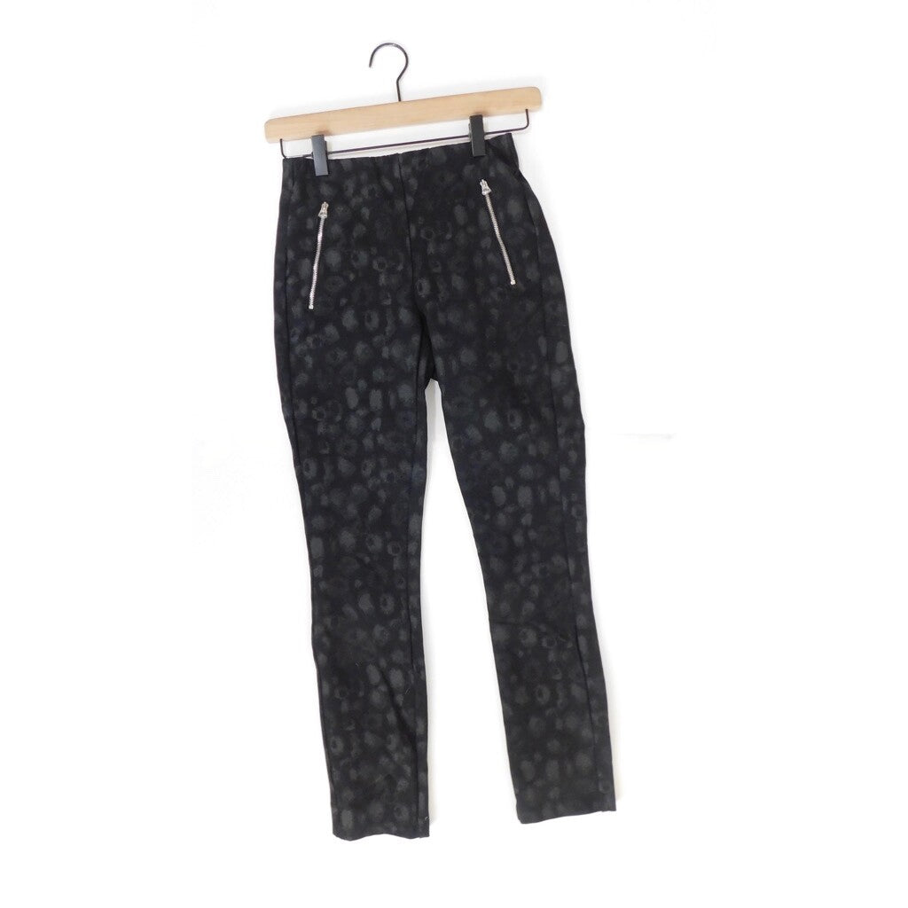 RAG & BONE Simone Leopard Print Zip Pocket Pants Black Gray Animal Crop Size 0