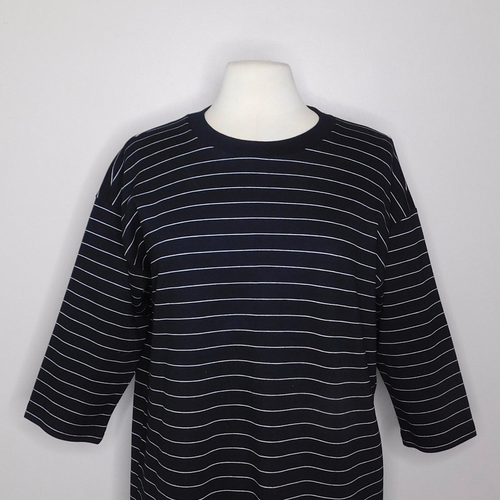 & OTHER STORIES Striped T-Shirt Dress Black & White Knit Pullover Stripe Size 4