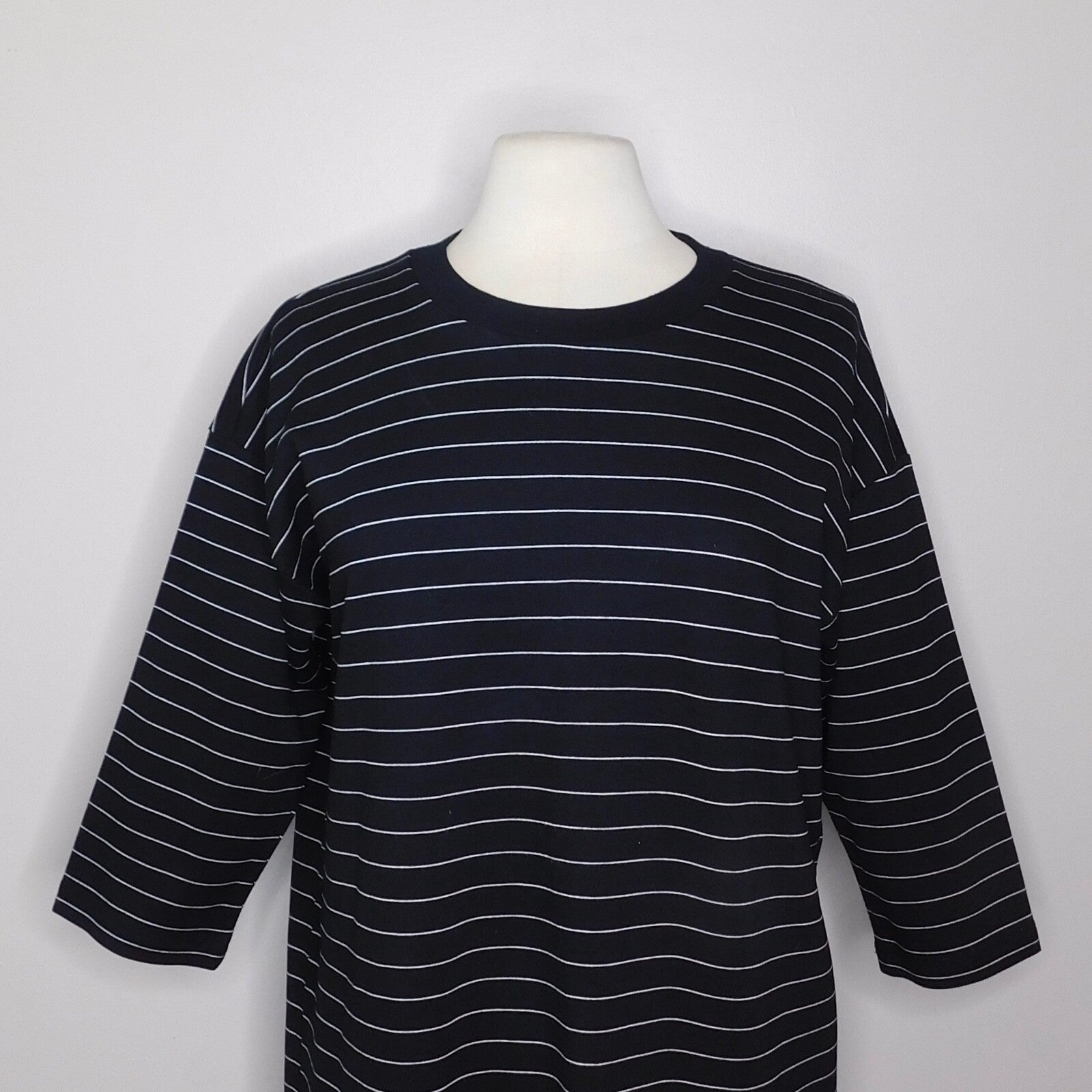 & OTHER STORIES Striped T-Shirt Dress Black & White Knit Pullover Stripe Size 4