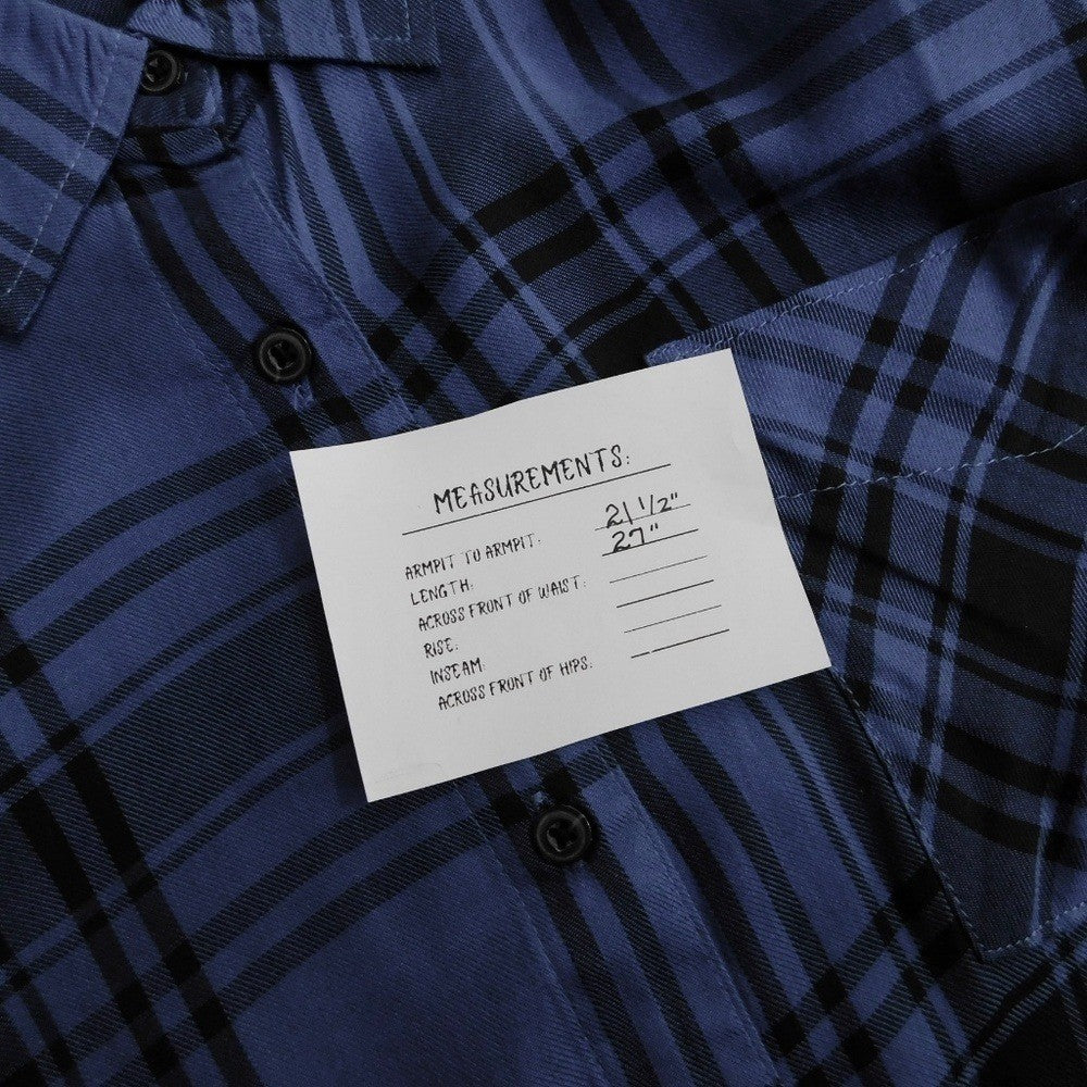 NWT!! WEWOREWHAT Boyfriend Shirt Plaid Navy Blue Collared Oversized Small Medium