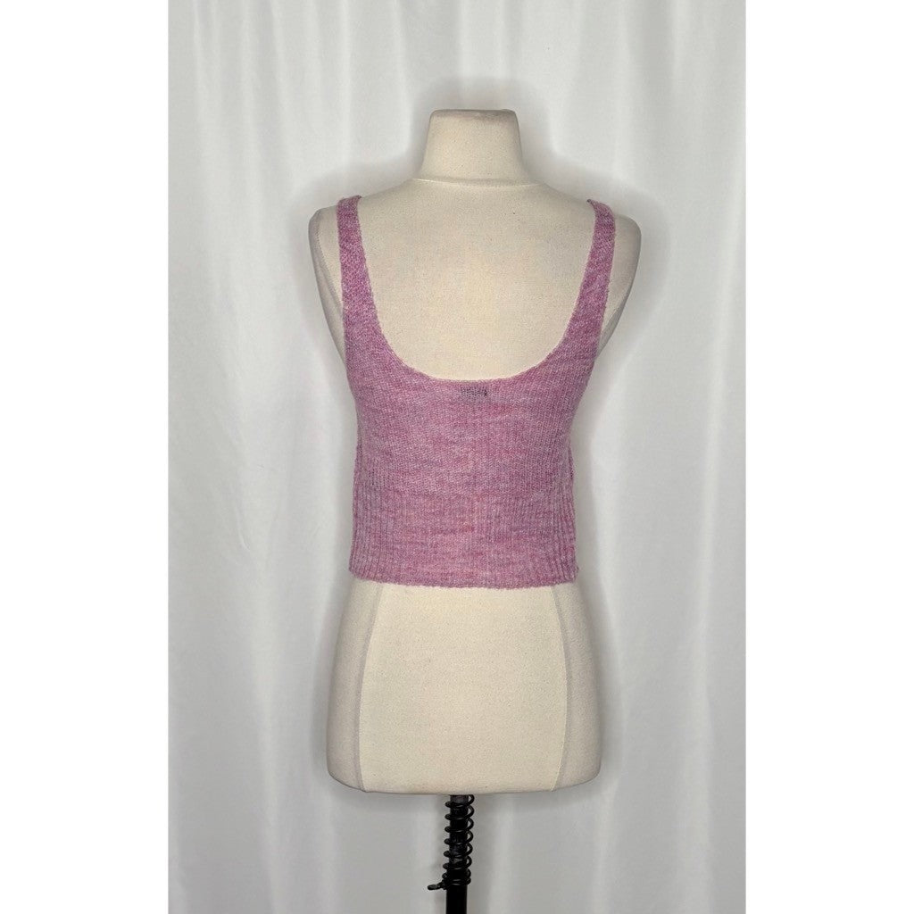 Revolve MONROW Two Piece Twinset Cardigan Tank Sweater Wool Mohair Purple XS