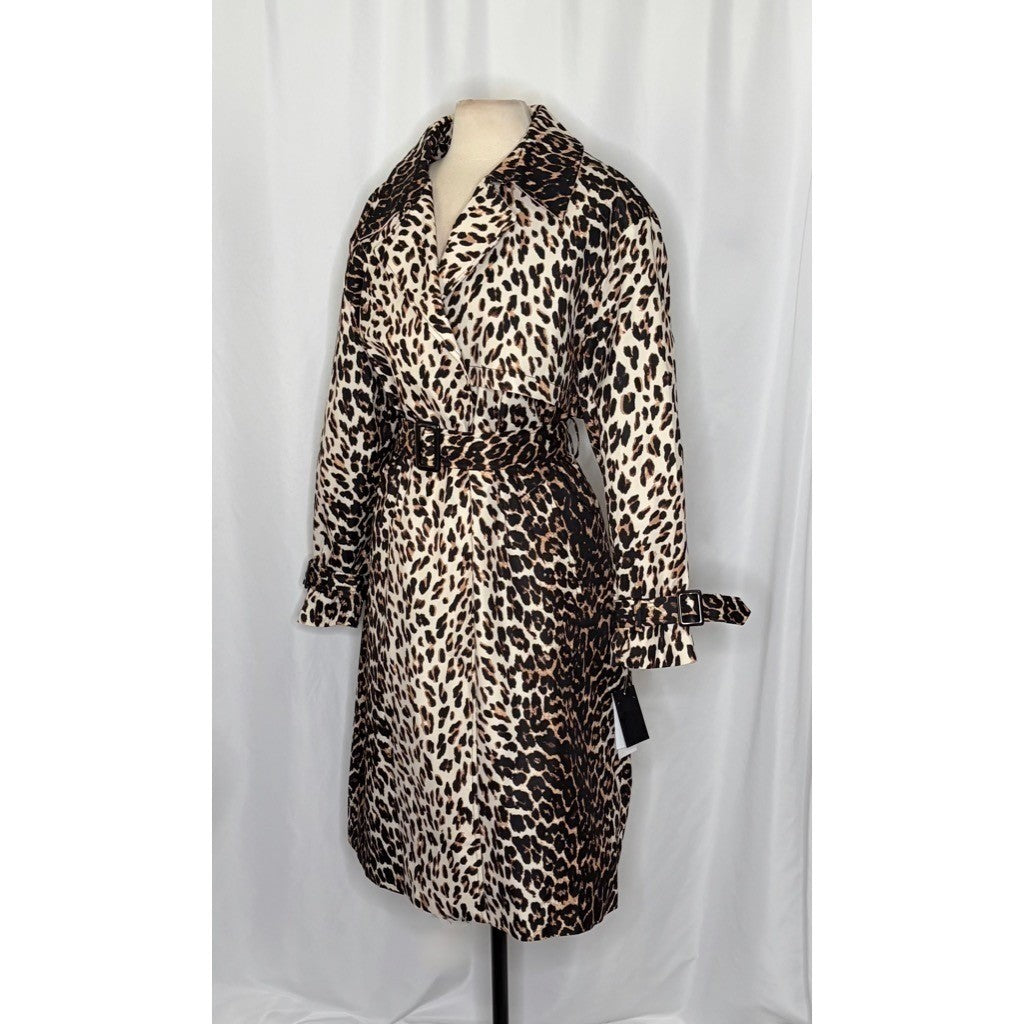 NWT!! KATE SPADE New York Leopard Belted Longline Double Breasted Trench Coat XL