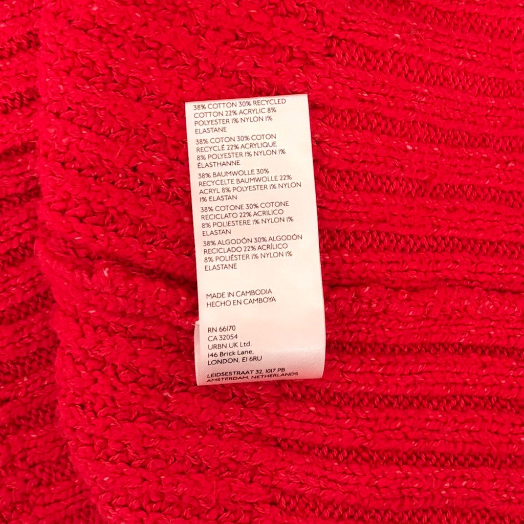 Anthropologie MAEVE Solid Red Shaker Knit Sweater Mockneck Pullover Fleck Medium