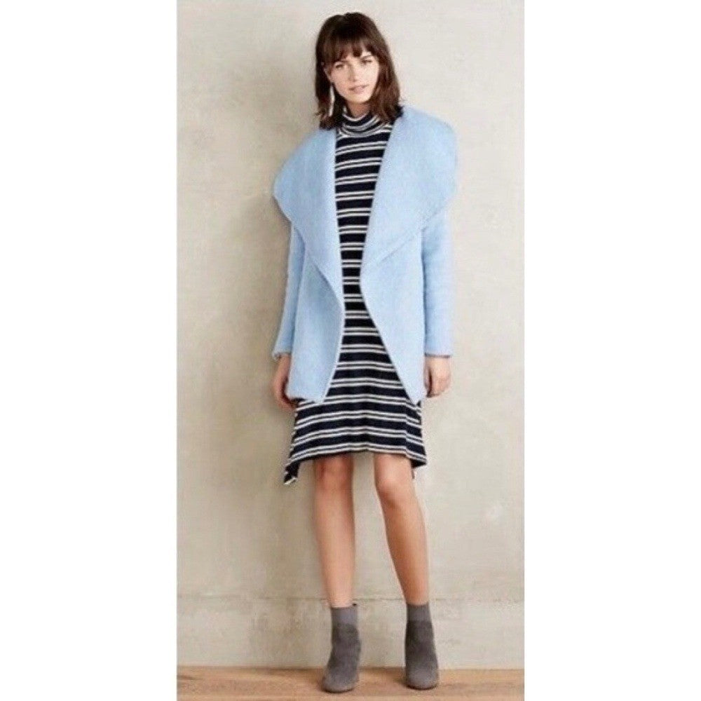 Anthropologie MAEVE Navy Blue White Striped Turtleneck Jersey Knit Dress Small