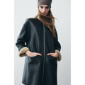 NWT!! ZARA ZW Collection Double Faced Coat Jacket Black Fleece Lining Small