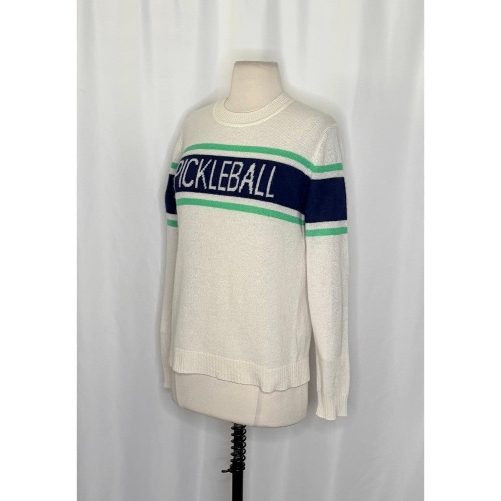 ALASHAN Cashmere Pickleball Sweater Pullover Sporty Text Script Preppy Medium