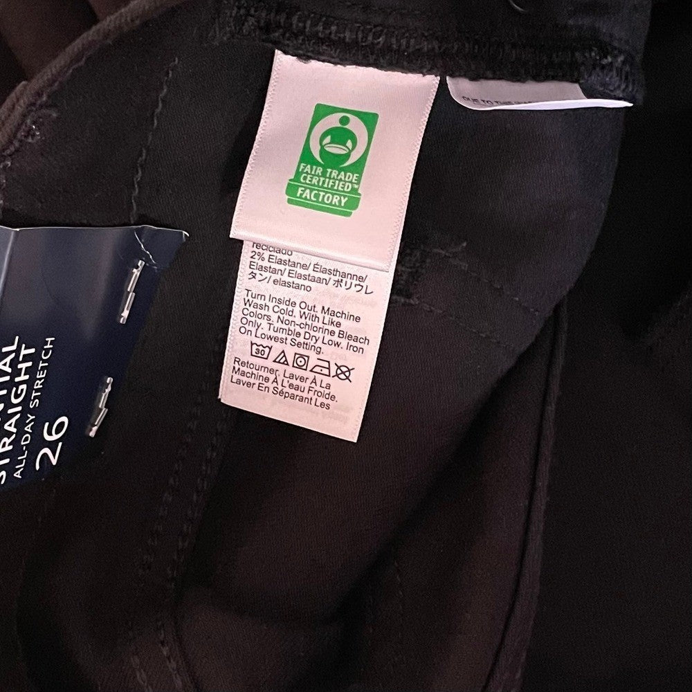 NWT!! J. CREW Factory Essential Straight Jeans All-Day Stretch Solid Black 26