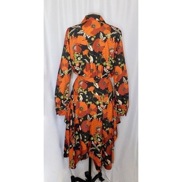 Revolve DODO BAR OR Natasha Dress Genia Floral Retro Print Size 46 US Size 10