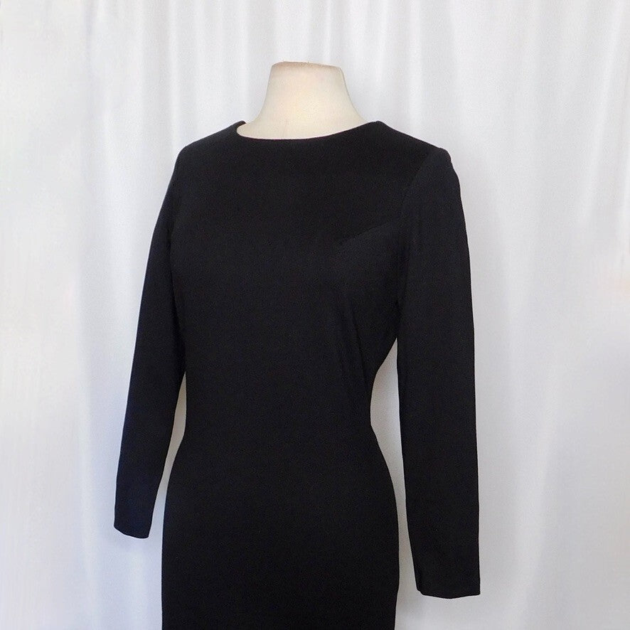 AMANDA UPRICHARD Black Open Back Bow Ponte Knit Dress Sheath Classic Large