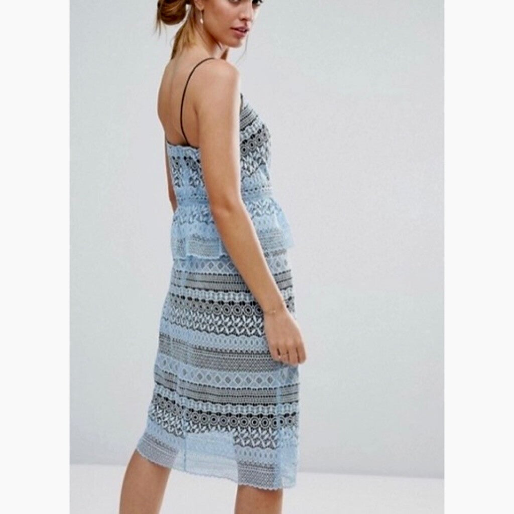 NWT!! LITTLE WHITE LIES Blue Crochet Lace Peplum Sheath Dress XX-Large XXL