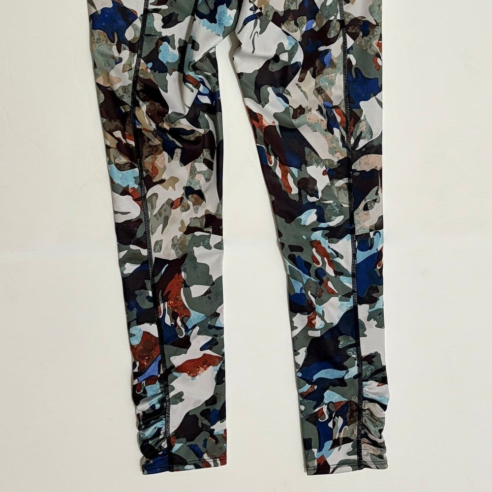 FREE PEOPLE FP Movement Guinevere Camo Leggings 7/8 Pocket Ruched X-Small