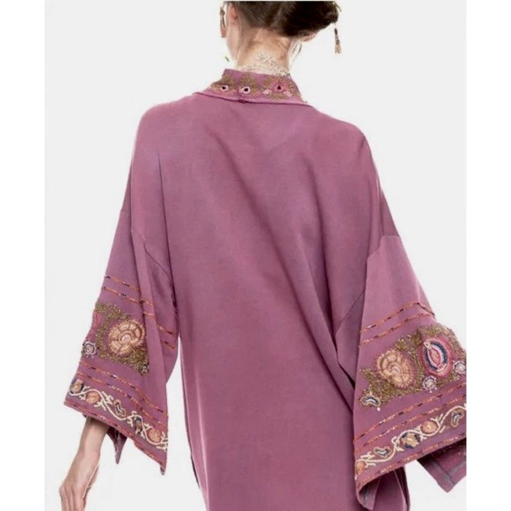 ARATTA SILENT JOURNEY Juliette Beaded Embellished French Terry Kimono Jacket S
