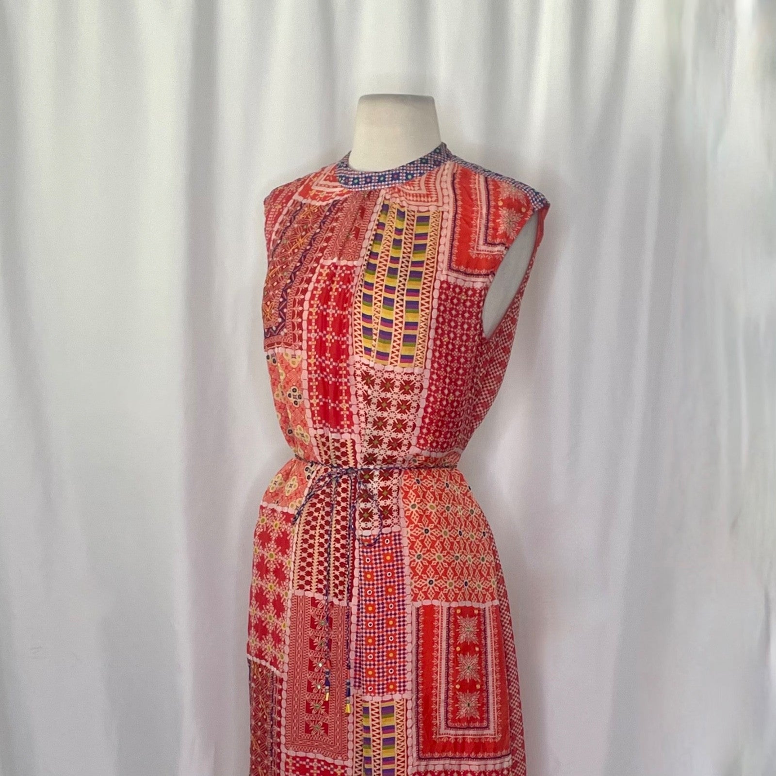Anthropologie TANVI KEDIA Embroidered Beaded Sol Dress Maxi Bohemian Boho Small