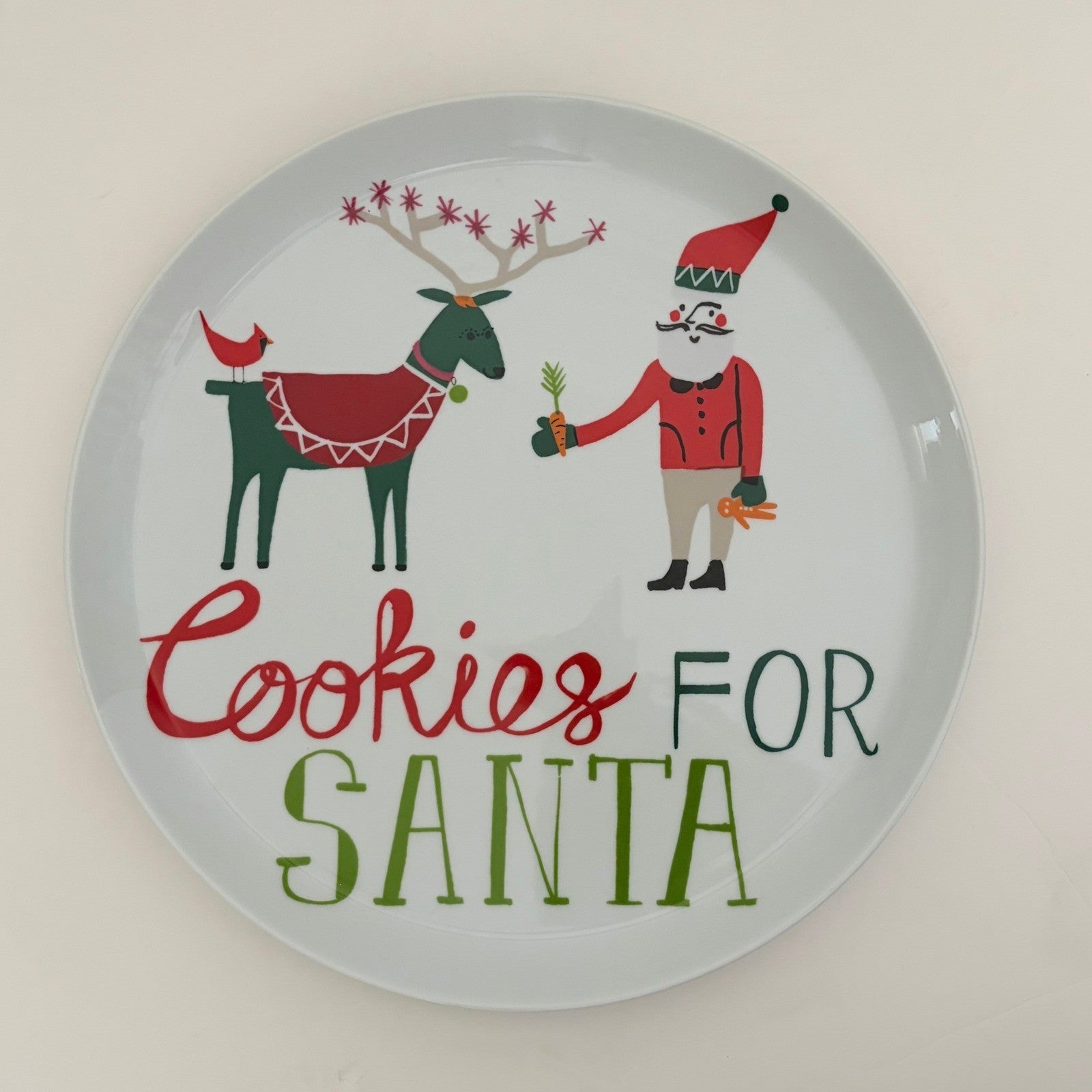 CRATE AND BARREL Cookies For Santa Jenny Bowers Serving Platter Plate 2014