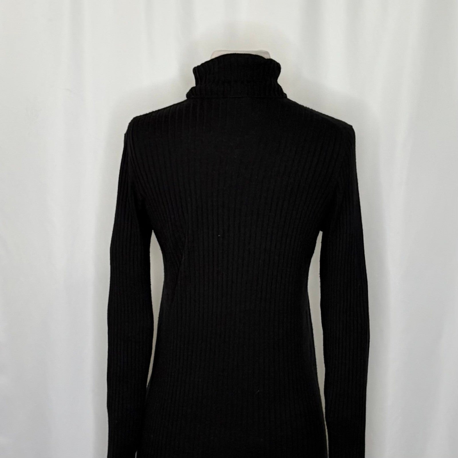 VINCE Black Cashmere Ribbed Turtleneck Knit Top Sweater Pullover Knitwear Medium