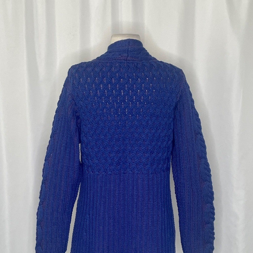 ARANCRAFTS Aran Crafts Merino Wool Purple Blue Cardigan Sweater Ireland Small