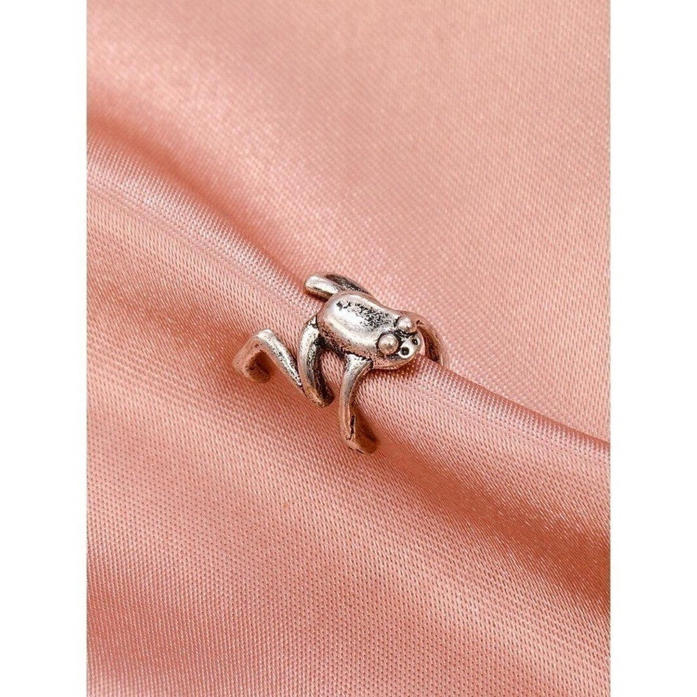 NEW Silver Tone Frog Ear Cuff Artsy Hipster Hippie Funny Modern Hip One Size