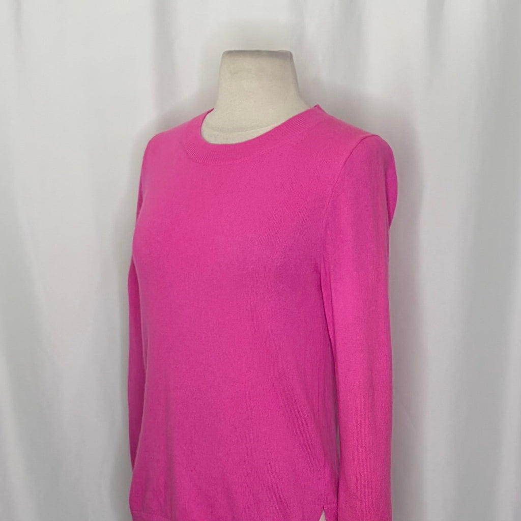 J. CREW Cashmere Slim Fit Crewneck Sweater Solid Neon Fuchsia Pink Knit Small