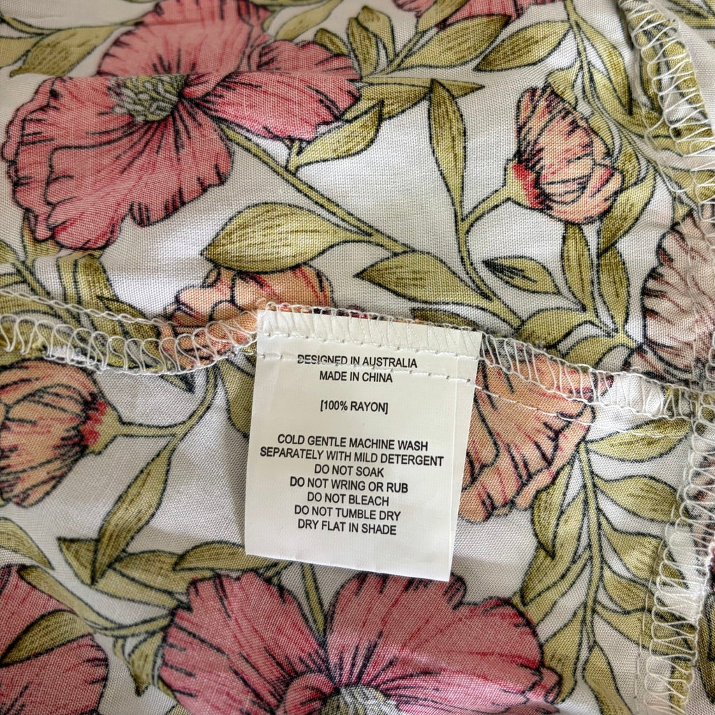 ATL ABEL THE LABEL Floral High Low Maxi Dress Pink Poppy Ruffled Bohemian XS