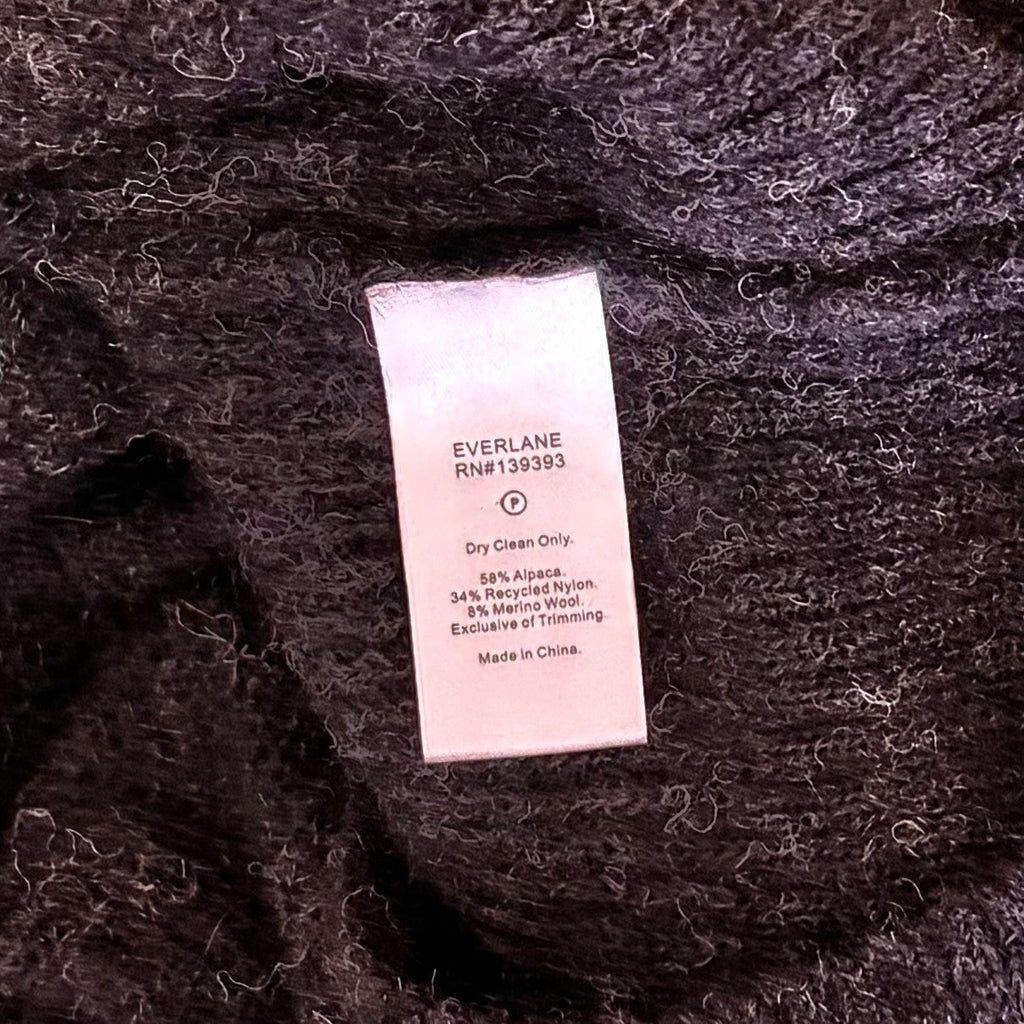 EVERLANE The Oversized Alpaca Cardigan Heathered Black Merino Wool Pockets Small
