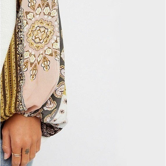 Free People WE THE FREE Blossom Thermal Top Shirt Bohemian Oversized Large