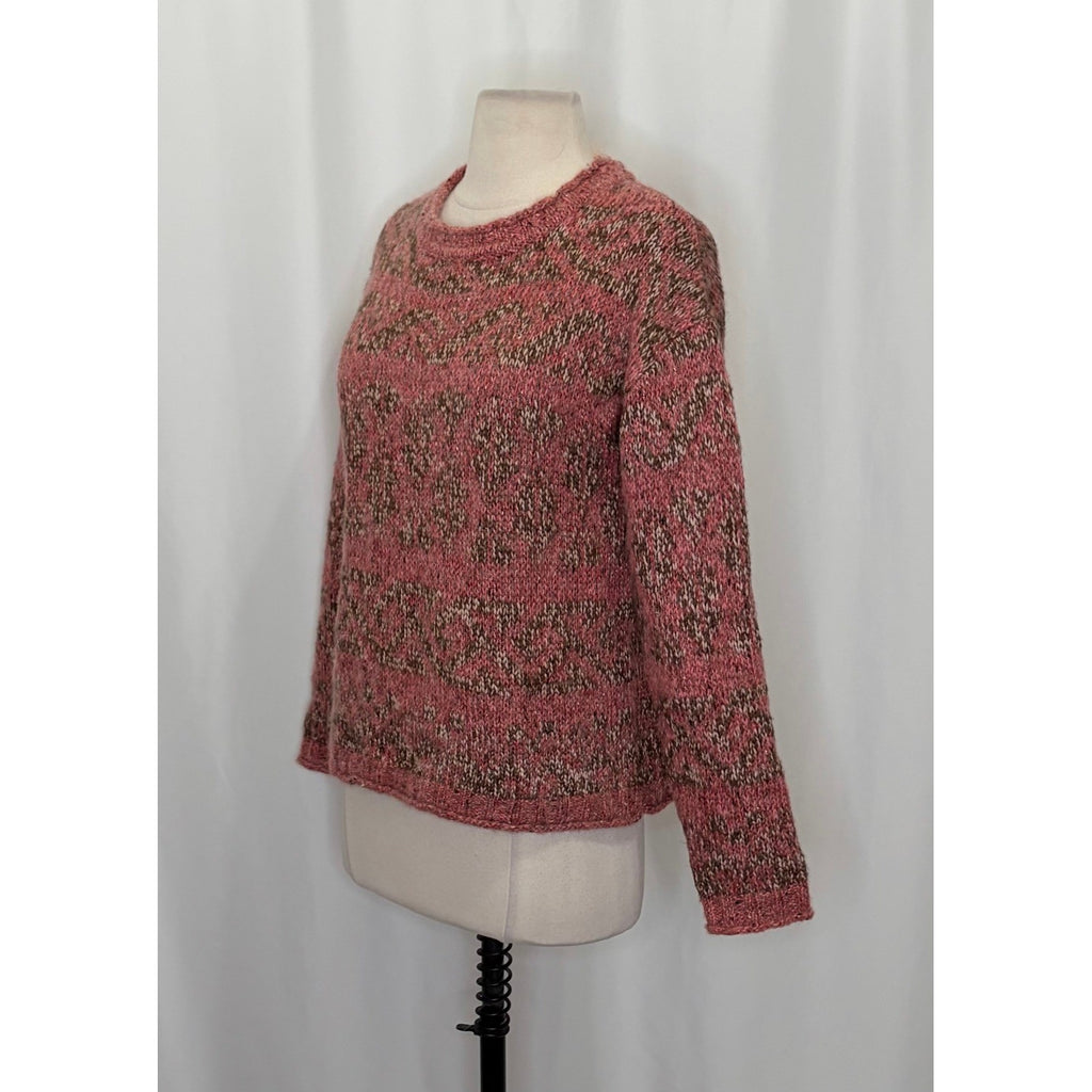 SUNDANCE Marled Roll Neck Sweater Wool Mohair Pink Green Pullover Knit Small