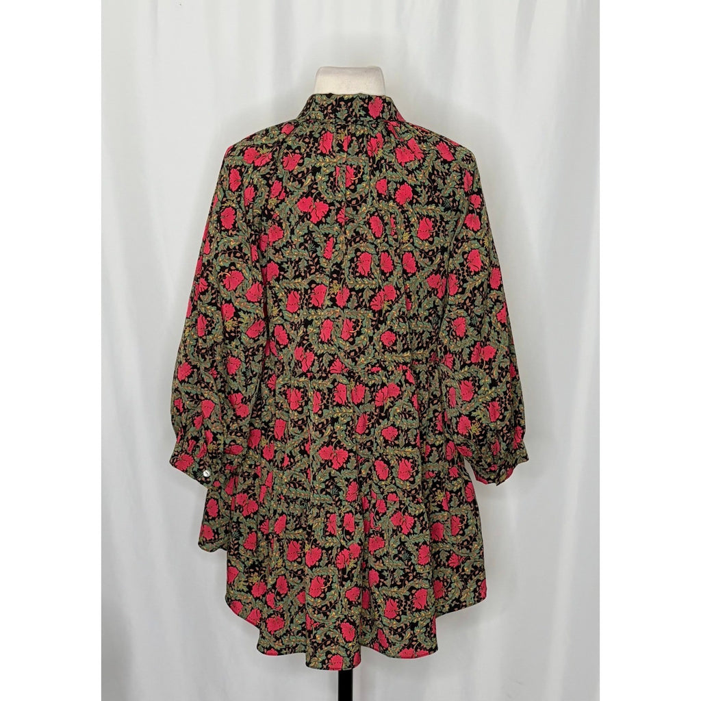 Anthropologie ERI + ALI Iona Floral Soft Swing Blouse Tiered Top Shirt Medium