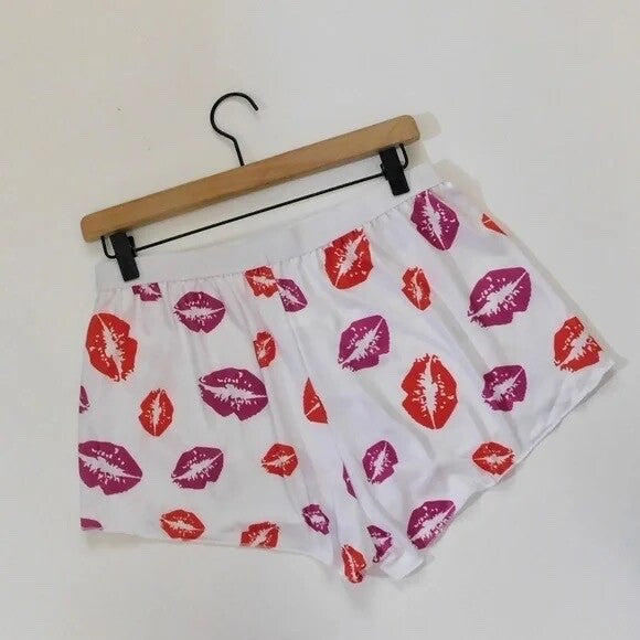 NEW!! HOT LIPS Lipstick Kiss Cropped Loungewear Two Piece Set Top Shorts X-Large