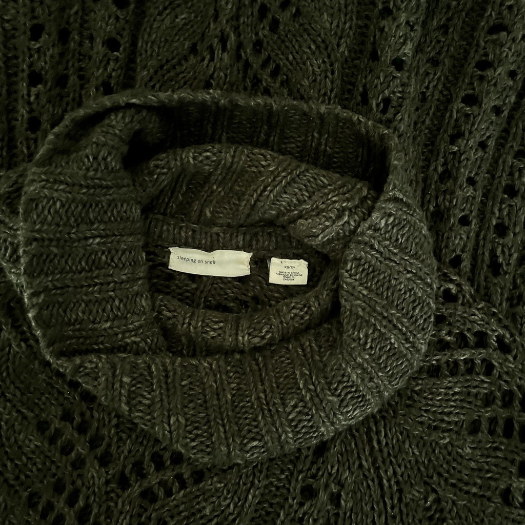 Anthropologie SLEEPING ON SNOW Eldora Turtleneck Sweater Green Linen Wool XS